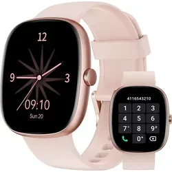 HUAKUA Smartwatch Women Men 1.85 Inch Fitness Watch mit Bluetooth Calls Herzfrequenz SpO2 Schlafmonitor 100 Sportmodi Fitness Tracker IP68 - Rosa