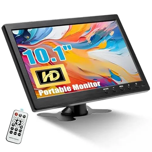 CAMECHO 10.1 Zoll Mini Monitor - 10.1 Zoll Full HD Monitor mit 4 Eingangsmodi (HDMI, VGA, AV), ideal für PC, DVD, TV und Gaming. Unterstützt Rückfahrkamera und ist einfach zu installieren und transportieren.