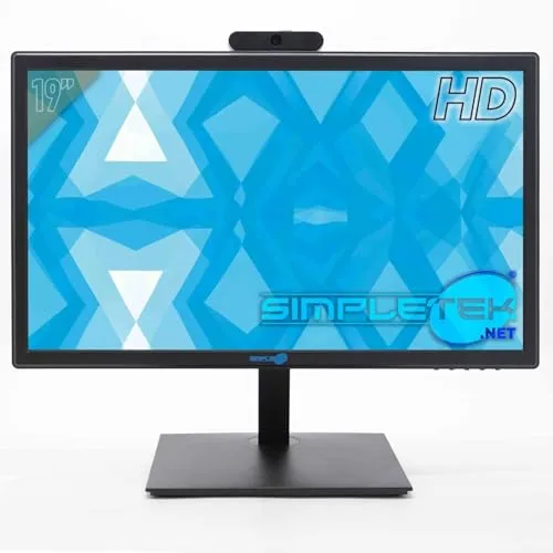 SIMPLETEK - 19 Zoll HD-Monitor mit integrierter 5MP Webcam | HDMI, VGA | Integrierte Lautsprecher | VESA 75x75mm