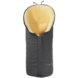 Hofbrucker Lammfell-Fußsack in Anthrazit - Ideal für Kinderwagen - Fußsack aus 100% Lammfell mit wind- und wasserabweisendem Obermaterial, perfekt für kalte Tage und geeignet für alle gängigen Kinderwagen und Buggys.