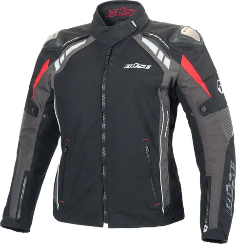 Büse B.Racing Pro Textiljacke schwarz/antrazit Damen 42 - Motorradjacke für Damen mit HUMAX® Klimamembran, wasser- und winddicht, perfekte Passform durch ergonomischen Schnitt und elastische Einsätze für optimalen Fahrkomfort.