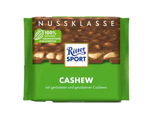 Ritter SPORT Schokolade, Ritter Sport Cashew geröstet und gesalzene Cashews in Schokolade 100g
