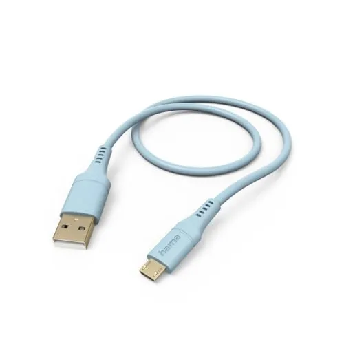 Ladekabel Flexible, USB-A - Micro-USB, 1,5 m, Silikon, Blau