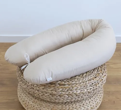 LOOLAY 170 & 190 cm Classic WEIß, GRAU, BEIGE Schwangerschaftskissen SEITENSCHLÄFERKISSEN Stillkissen Variante M/L oder L/XL, Lagerungskissen inkl. 100% Baumwolle Bezug (100% BEIGE, 190 cm)