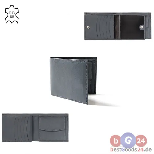 Geldbörse Echtleder mit Kleingeldfach und Steckfächern Portemonnaie Geldbeutel