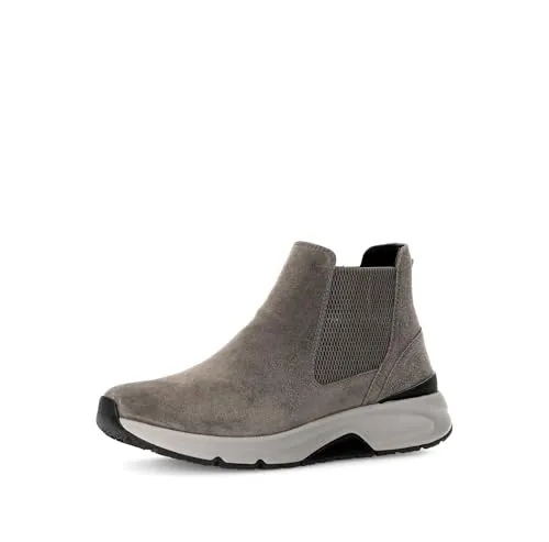 Gabor Damen Chelsea Boots, flache Übergangsstiefel - Wanderschuhe aus hochwertigem Mohair (Micro) mit bequemem Reißverschluss und leichter Latexsohle, ideal für stilvolle Übergangslooks.