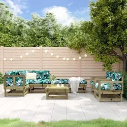 vidaXL 8-tlg. Garten-Lounge-Set aus Kiefernholz - Braun - Gemütliches Garten-Lounge-Set aus imprägniertem Kiefernholz im Latten-Design. Ideal für entspannte Stunden im Freien mit Familie und Freunden. Robuster Rahmen für langfristige Nutzung.