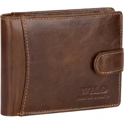 RFID Echt Leder Portemonnaie Herren Querformat Braun