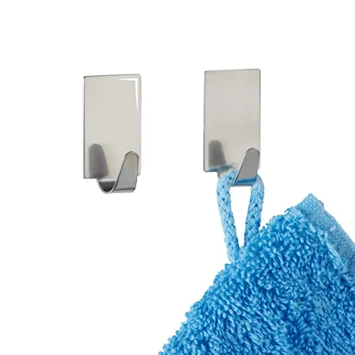 WENKO Rechteck-Haken glänzend 4er Set - 4er Set, Edelstahl rostfrei, 1.9 x 3.4 x 1.5 cm, Glänzend