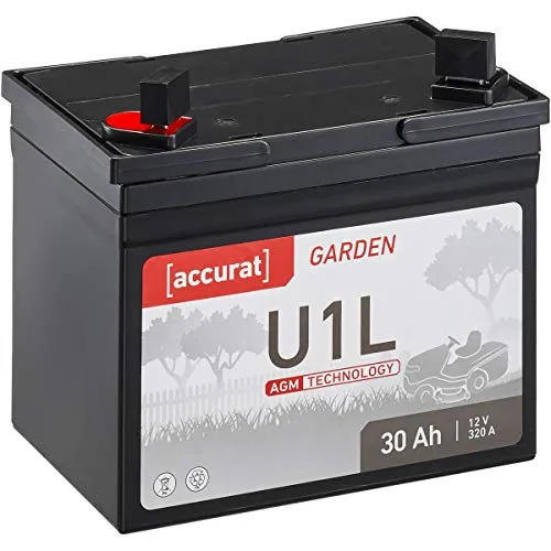 Accurat 12V 30AH AGM Batterie für Rasentraktoren - Hochleistungs-Batterie mit 30 Ah und 320 A Startstrom, ideal für Rasentraktoren und Aufsitzmäher. Rüttelfest und langlebig für zuverlässigen Einsatz im Garten.