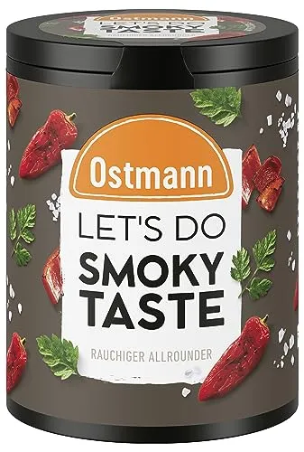 Ostmann Gewürze - Let's Do Smoky Taste | Rauchiges Gewürzsalz für Grillfleisch und vegetarische Gerichte | 65 g in recyclebarer Metalldose - VIELFÄLTIG EINSETZBAR: Verleiht Grillgerichten und vegetarischen Speisen ein intensives Raucharoma. PRAKTISCHE VERPACKUNG: Die hochwertige Metalldose ist recyclebar und ideal für die Aufbewahrung. NATÜRLICHE ZUTATEN: Enthält keine Geschmacksverstärker oder Farbstoffe.