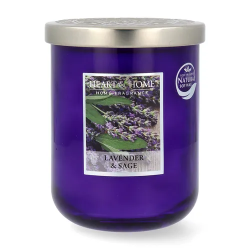 Heart & Home Duftkerze Lavendel & Salbei Grosses Glas 340 g