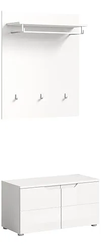 Garderobenkombination Weiß, 80x193 cm - Moderne Garderobenkombination in elegantem Weiß, ideal für kleine Flure. Hochwertige Materialien garantieren Langlebigkeit. Jetzt 10€ Willkommens-Gutschein bei Newsletter-Anmeldung sichern!