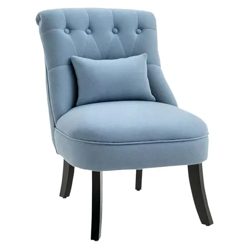 HOMCOM Relaxsessel mit Rückenkissen - Stylisher Loungesessel in Leinenoptik, robust mit Holzbeinen und abnehmbarem, waschbarem Bezug. Ideal für Schlafzimmer und Büros, bietet hohen Komfort und Lendenstütze.