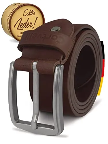Cartvelli Herren Ledergürtel Braun 120cm - Eleganter Vollleder Jeansgürtel aus Deutschland - Herren-Gürtel aus hochwertigem Büffelleder, langlebig und mit edler, nickelfreier silberner Schnalle. Perfekt verarbeitet und in stilvoller Geschenkbox.