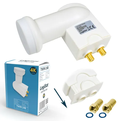 LogiSat Twin LNB LMB LNC 0,1 dB 3d HD+ SKY DIGITAL FULL HDTV UHD 4K 2 Teilnehmer
