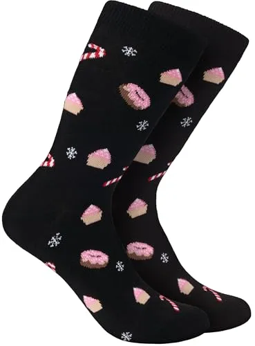 BRUBAKER 6 Paar Weihnachtssocken für Damen und Herren - Süßigkeiten - Baumwolle Socken Weihnachten - Größe 35-40