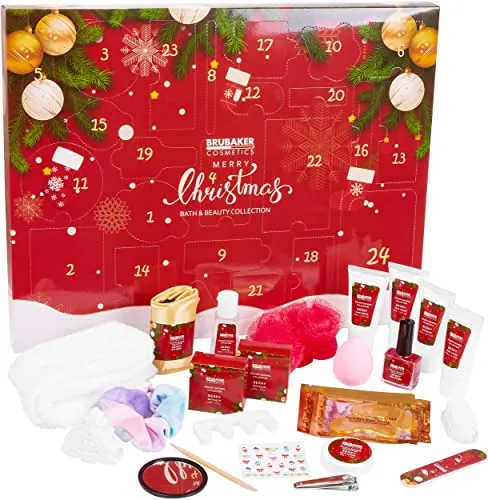 XXL Advent Kalender Beauty Rot Klassisch - Adventskalender für Frauen und Mädchen mit 24 hochwertigen Spa- und Kosmetikprodukten, ideal für eine entspannende Vorweihnachtszeit.