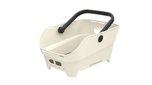 Basil Cento Neo MIK Fahrradkorb Gepäckträger hinten – 21L – aus Recyceltem Kunststoff – Reflektierend – 46.9x23.7x14.1 cm – Weiß