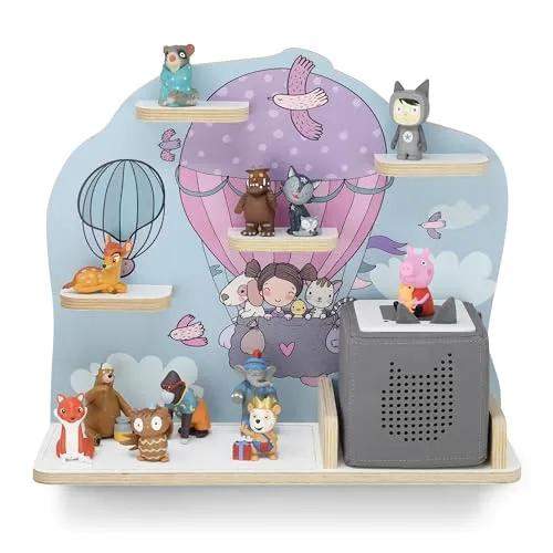 stadtecken Kinder Regal für Musikbox - Regal für Baby- & Kleinkinderzimmer, ideal zur Aufbewahrung von 35-50 Tonies mit praktischer Magnetfunktion und flexibler Nutzung zum Aufstellen oder Aufhängen.