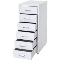 Proregal Rollcontainer Weiß – 6 Schubladen für Büro - Kompakter Rollcontainer mit 6 Schubladen für optimalen Stauraum im Büro. Robuste Stahlkonstruktion und mobile Laufrollen garantieren Flexibilität und Ordnung. Ideal für Dokumente und Büroutensilien.
