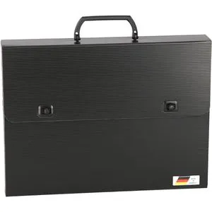Rumold Zeichenmappe 370104, schwarz, A4, aus PP, mit Drehverschluss und Griff