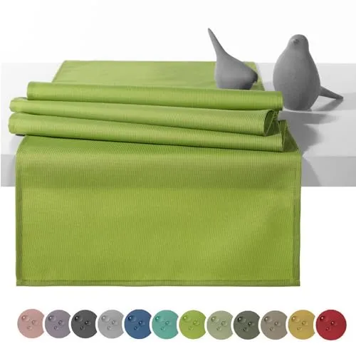 heimtexland Outdoor Tischläufer Garten Tischdecke 45x145 Tischdeko wasserabweisend wetterfest UV-beständig Typ551 Apfelgrün