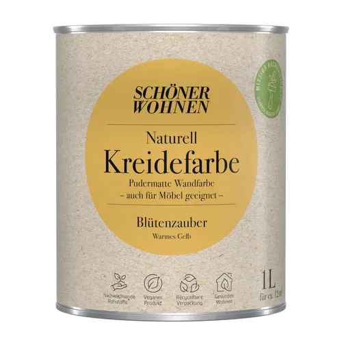 1L Schöner Wohnen Naturell Kreidefarbe Blütenzauber, Warmes Gelb