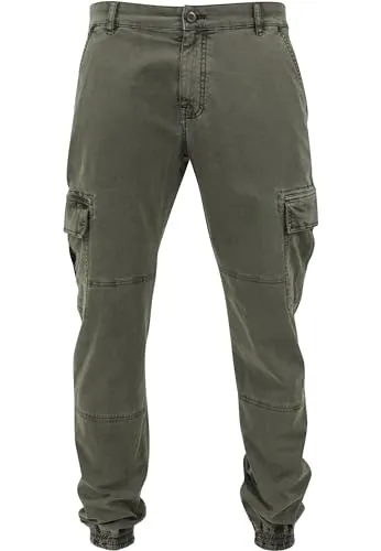 Urban Classics Herren Washed Cargo Twill Jogging Pants Olive, 40 - Wanderhosen mit vielen Taschen für optimalen Stauraum, strapazierfähiges Material ideal für Outdoor-Aktivitäten, vielseitig kombinierbar für Freizeit und Arbeit.