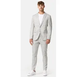 Jeff Anzug JFLeo SET – 2-teiliges Anzug Set in Grey Check - Klassischer, tailored Anzug aus 75% Polyester, ideal für elegante Anlässe. Perfekte Passform und stilvolles Design für selbstbewusste Auftritte.