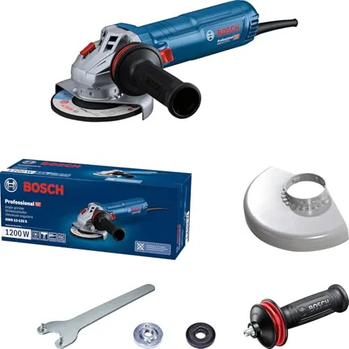 Bosch Professional GWS 12-125 S Winkelschleifer - Leistungsstarker 1200 W Winkelschleifer mit 125 mm Scheiben-Ø und Vibration Control für höchsten Bedienkomfort und Sicherheit bei der Anwendung.