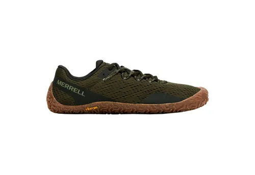 Merrell Herren Vapor Glove 6 Sneaker - Olivgrün, 42 EU - Laufschuhe mit 30% recyceltem Gummi in der Vibram EcoStep-Außensohle für optimale Haltbarkeit und Grip auf allen Oberflächen, ideal für Barfußläufer.