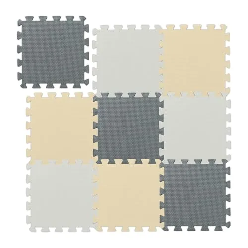Relaxdays Puzzlematte, 9-teiliges Spielmatten Set, 30 x 30 cm, schadstofffrei, Eva Schaumstoff, Kinderzimmer, Mehrfarbig