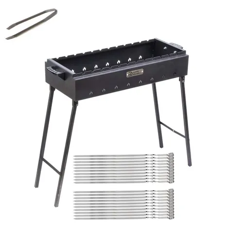 SET Mangal Holzkohlegrill mit klappbaren Beinen und 20 Grill-Spießen
