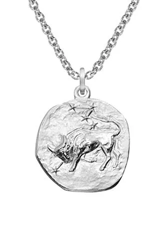 trendor Sternzeichen Stier mit Halskette 925 Silber Ø 16 mm Tierkreiszeichen Anhänger Sterlingsilber für Damen, Herren oder Kinder, 08441-05-60 60 cm