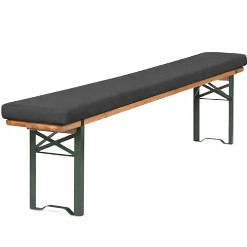 TexDeko Bierbankauflage (MINI 110cm) gepolstert für Bierzeltgarnitur 110x25x4cm XL Polsterung Biertisch-Auflage (Premium-Wasserabweisend, Anthrazit)