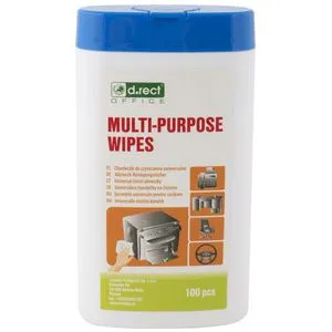 Produktbild D.RECT Reinigungstücher Allzwecktücher, feucht, für Oberflächen, in der Dose, 100 Tücher
