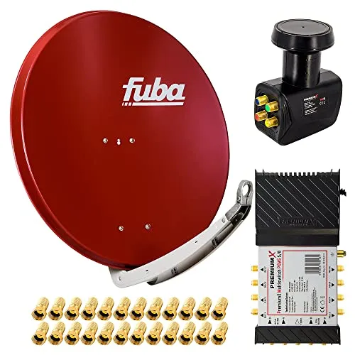 PremiumX Satelliten-Komplettanlage Fuba DAA 850 R - Hochwertige SAT-Antenne für bis zu 8 Teilnehmer, einfache Installation und hoher Empfang dank Aluminium Reflektor – ideal für 4K und 8K Fernseher.