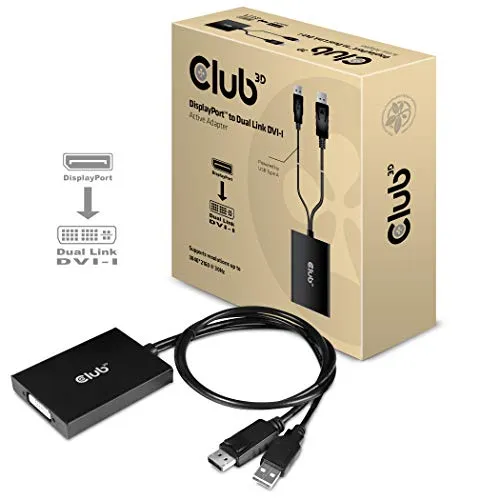 Club 3D CAC-1010 aktiver Adapter DisplayPort auf DVI-D - DVI-HDMI-Adapter mit HDCP-Unterstützung für eine sichere und hochwertige Verbindung zwischen DisplayPort und DVI-D Geräten.
