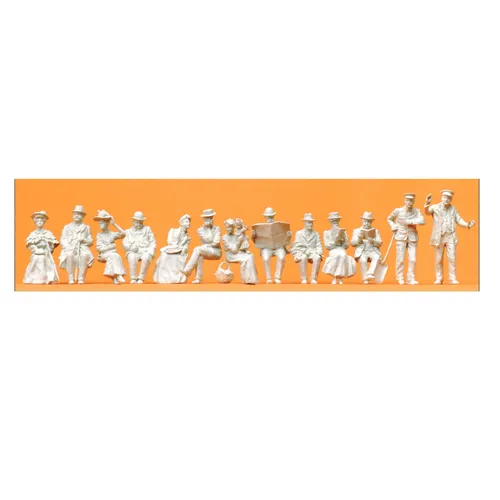 Preiser I 63032 - Lokführer, Heizer und sitzende Reisende (1:32) Neuware