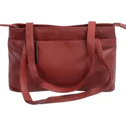 Große Ledershopper mit geteiltem Hauptfach - Cherry Rot - Stylischer Ledershopper mit praktischem Reißverschlussmitteltrennwand. Ideal für den täglichen Gebrauch mit extra Fächern für Handy und Kleinigkeiten. Maße: ca. 36 x 24 x 8 cm.