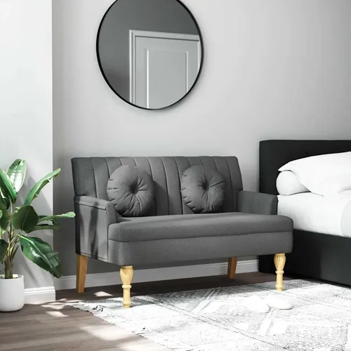 vidaXL Polsterbank mit Rückenlehne, Dunkelgrau - Sitzbänke & -truhen, elegante Polsterbank mit dick gepolsterter Sitzfläche und stabilen Holzbeinen, ideal für Wohnzimmer und Büro.