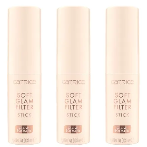 Catrice Soft Glam Filter Stick, Basis, Nr. 002, Nude, weichzeichnend, strahlend, für trockene Haut, für Mischhaut, vegan, ohne Parfüm, ohne Alkohol, ohne Konservierungsstoffe, 3er Pack (3x9g)