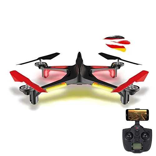 RC ferngesteuerte Drohne mit FPV WiFi HD-Kamera, LED Alien Quadcopter mit Echtzeitübertragung, Quadcopter mit Rückholfunktion, Drone mit Headless-Mode, Spielzeug Quadrocopter für Kinder und Erwachsene