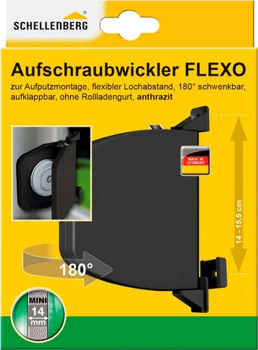 SCHELLENBERG Aufputz-Gurtwickler Aufschraubwickler Flexo Mini, Set, 1-tlg., aufklappbar und höhenverstellbar, 180° schwenkbar