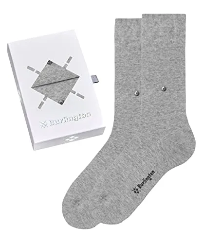 Burlington Herren Socken Basic Uni Gift Box M So Baumwolle einfarbig 2 Paar, Grau Light Grey 0030, 40-46