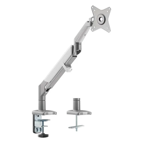 Gasfeder Monitorhalterung Tischhalterung - Schwenkbar und Neigbar in Grau - Monitor-Halterungen & -Ständer, ideal für ergonomisches Arbeiten mit stufenloser Höhenverstellung von 165mm bis 450mm und flexiblem Schwenk- und Neigungswinkel.