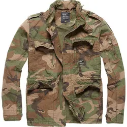 Vintage Industries Cranford Camo Textiljacke - Braun/Oliv/Beige - M - Funktionsjacke mit robustem Reißverschluss und praktischen Brust- und Fronttaschen, ideal für Outdoor-Aktivitäten.