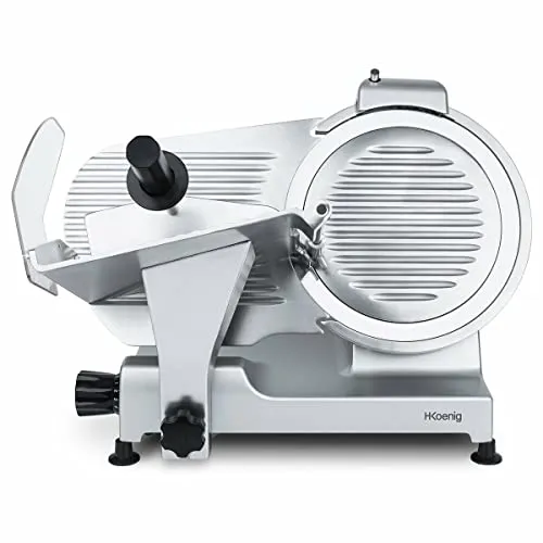 H.Koenig MSX300 Elektrischer Allesschneider - Allesschneider mit italienischer 30 cm Klinge, präzises Schneiden von Schinken, Fleisch und Wurst mit einstellbarer Schnittstärke von 0-15 mm für vielseitige Anwendungen.