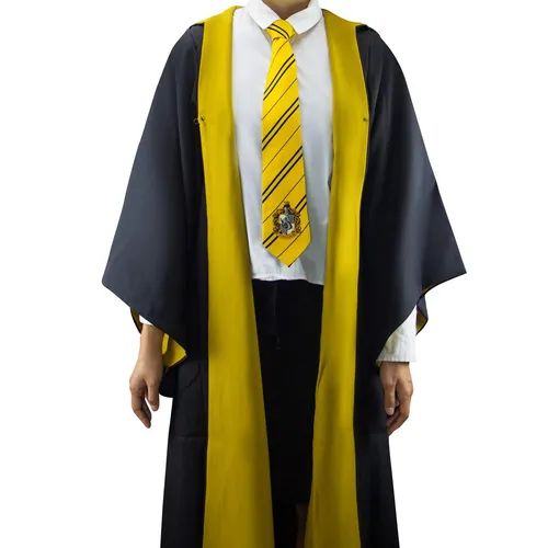 Harry Potter Hufflepuff Zauberergewand Größe S - Requisiten & Kostüme: Offizielles Hufflepuff-Zauberergewand mit Innentasche für Zauberstab und eingesticktem Hauswappen - perfekt für Karneval und Mottopartys!